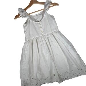 Gap Kids Girls White Eyelet Ruffle Sleeve Dress Size M 8-9 679854-00 Optic White